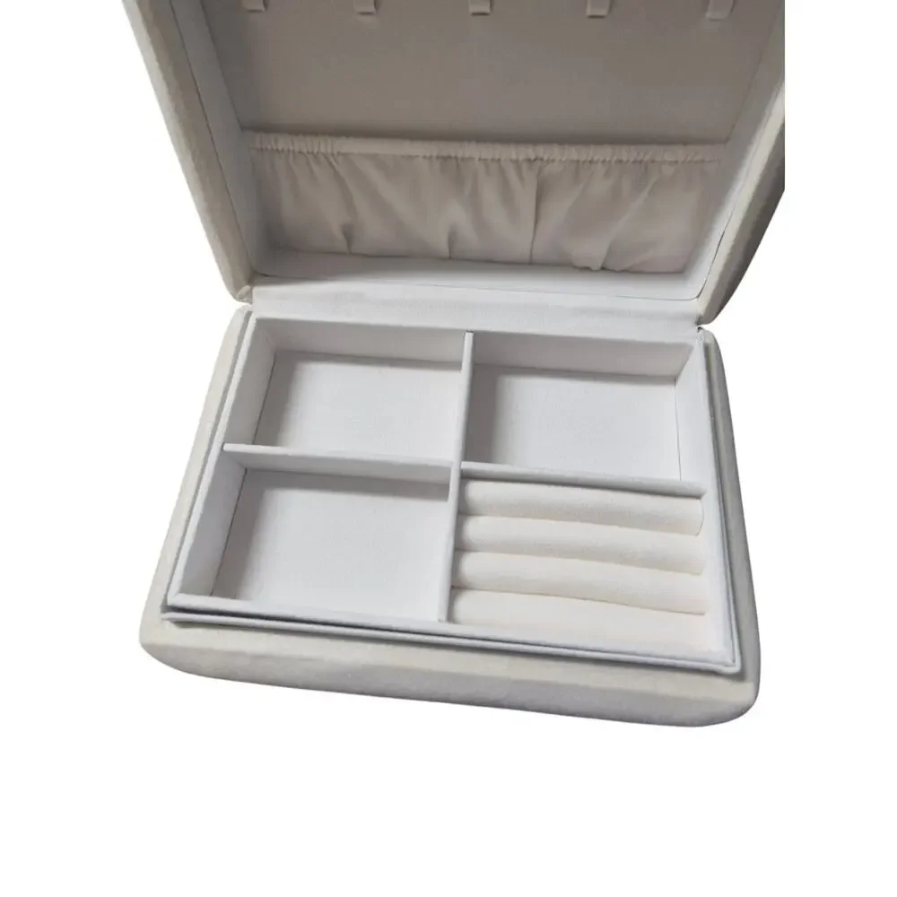 Velvet Jewelry Box Organizer 3 Layer Display Case Ring Earring Necklace Storage